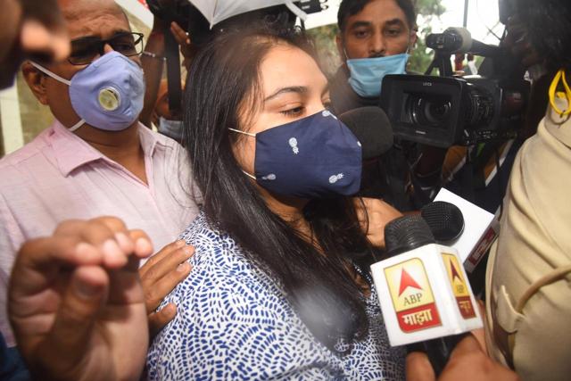 Shruti Modi leaving from ED office. (Varinder Chawla) Shruti Modi leaving from ED office. (Varinder Chawla)