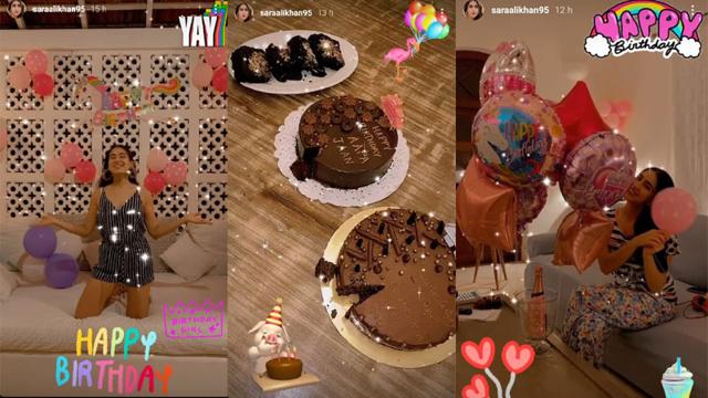 Sara Ali Khan shared a glimpse of her birthday party on Instagram. Sara Ali Khan shared a glimpse of her birthday party on Instagram.