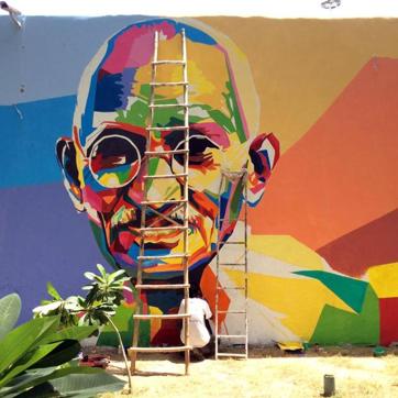 The team of DSA has tied up with Gandhi Smriti and an incarceration facility to paint murals of the lesser-seen facets of Mahatma Gandhi’s life. (Photo: Instagram/delhistreetart) The team of DSA has tied up with Gandhi Smriti and an incarceration facility to paint murals of the lesser-seen facets of Mahatma Gandhi’s life. (Photo: Instagram/delhistreetart)