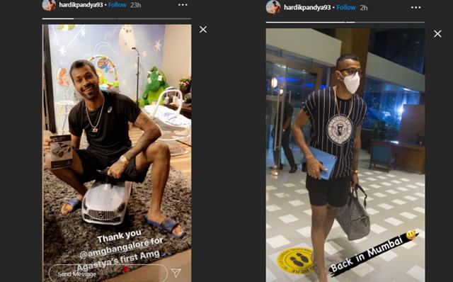 Hardik Pandya has left for Mumbai after bringing home a new gift for son Agastya. Hardik Pandya has left for Mumbai after bringing home a new gift for son Agastya.