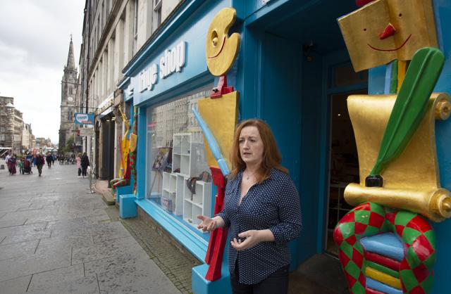 Shona McCarthy Chief Executive of the Edinburgh Fringe Festival on a normally busy Royal Mile in Edinburgh, Scotland, Friday Aug. 21, 2020. McCarthy said cancelling the Fringe festival for the first time since 1947 was “profoundly sad” but artists and organizers are determined the festivals will return, even if it's in a smaller, more digital form. (AP)