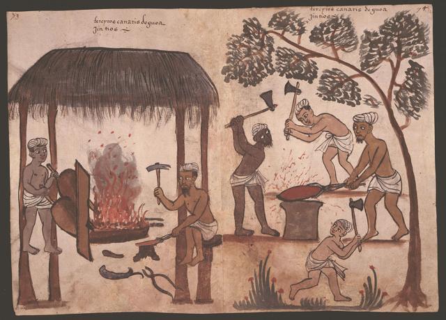 Kanarese blacksmiths in the Códice Casanatense. (Wikimedia Commons) Kanarese blacksmiths in the Códice Casanatense. (Wikimedia Commons)