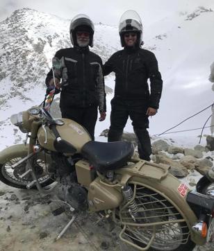Comedian and author Papa CJ with his father, Ajay Kumar Jain on a road trip near Khardung La in Ladakh in 2019. Comedian and author Papa CJ with his father, Ajay Kumar Jain on a road trip near Khardung La in Ladakh in 2019.
