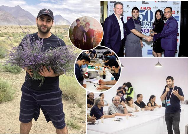 Clockwise: Prateek being awarded the Miele One to Watch award by Asia’s 50 Best Restaurants 2020 in Mumbai; The chef at Serendipity Arts Festival in Goa last year; The team at Masque (inset) prepping a special Mother’s Day menu; Prateek in Ladakh; with his mom (inset) Clockwise: Prateek being awarded the Miele One to Watch award by Asia’s 50 Best Restaurants 2020 in Mumbai; The chef at Serendipity Arts Festival in Goa last year; The team at Masque (inset) prepping a special Mother’s Day menu; Prateek in Ladakh; with his mom (inset)
