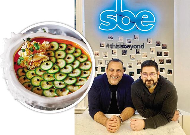 Spanish chef Dani García (right) tied up with SBE to develop brands that can be run out of ghost kitchens; (Left) His dish, crab salmorejo