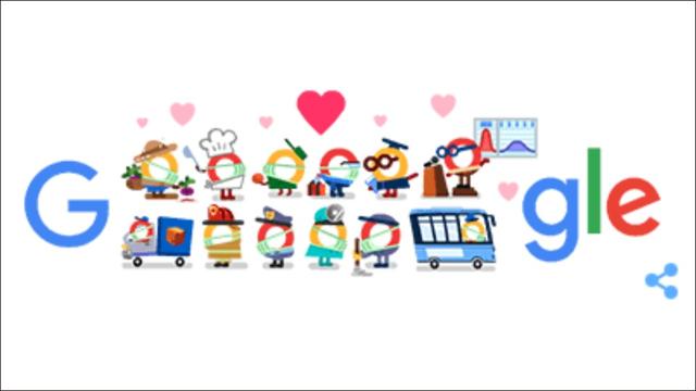Google Doodle goes all hearts for coronavirus helpers this Monday (Google homepage) Google Doodle goes all hearts for coronavirus helpers this Monday (Google homepage)