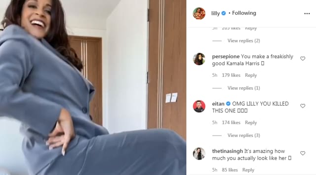 Fans find uncanny resemblance between Lilly Singh and Kamala Harris (Instagram/lilly)