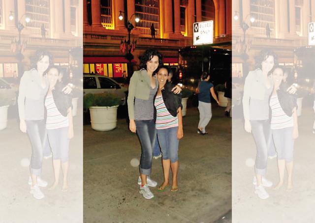 Sonalika with her friend Nehmat while in New York, for her first show for Ritu Kumar