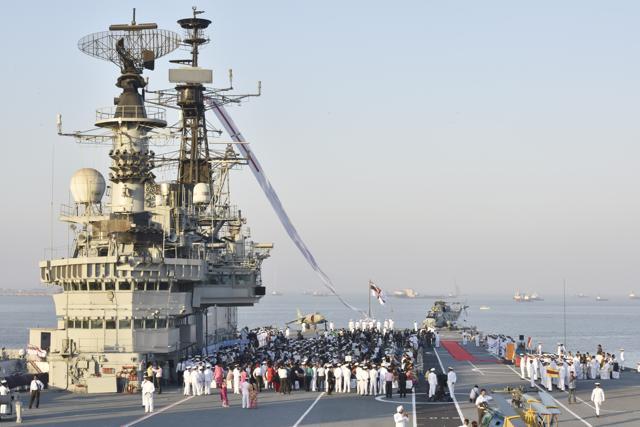 INS Viraat, oldest serving aircraft carrier was decommissioned at Naval Dockyard in Mumbai on Monday, March 6, 2017 (Anshuman Poyrekar/HT Photo) INS Viraat, oldest serving aircraft carrier was decommissioned at Naval Dockyard in Mumbai on Monday, March 6, 2017 (Anshuman Poyrekar/HT Photo)