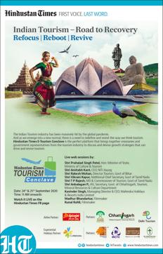 Hindustan Times E-Tourism Conclave aims to chart the road ahead for tourism and travel in India. Hindustan Times E-Tourism Conclave aims to chart the road ahead for tourism and travel in India.