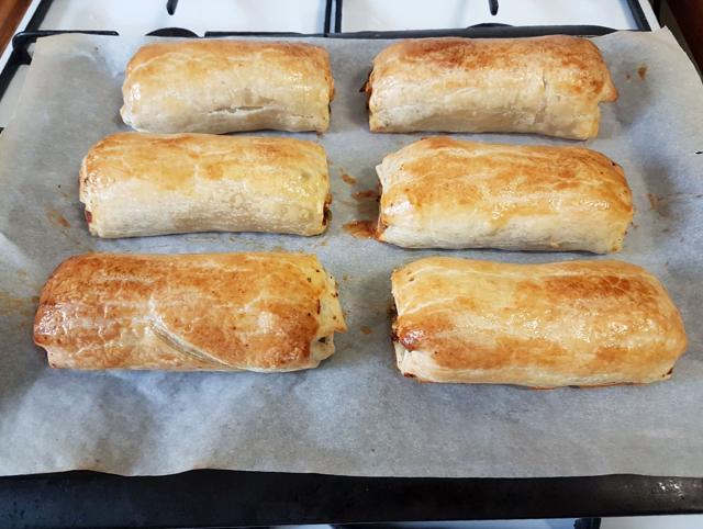 A tray of freshly baked vegetarian sausage rolls. (AP) A tray of freshly baked vegetarian sausage rolls. (AP)