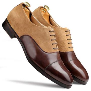 Suede and leather two-tone formal handcrafted shoes by Escaro Royale Suede and leather two-tone formal handcrafted shoes by Escaro Royale