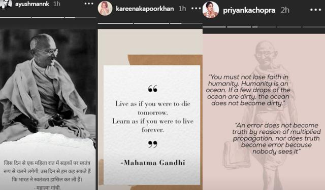 Gandhi Jayanti Kareena Kapoor Anushka Sharma Ayushmann Khurrana Share 11 Best Quotes By The Mahatma Bollywood Hindustan Times