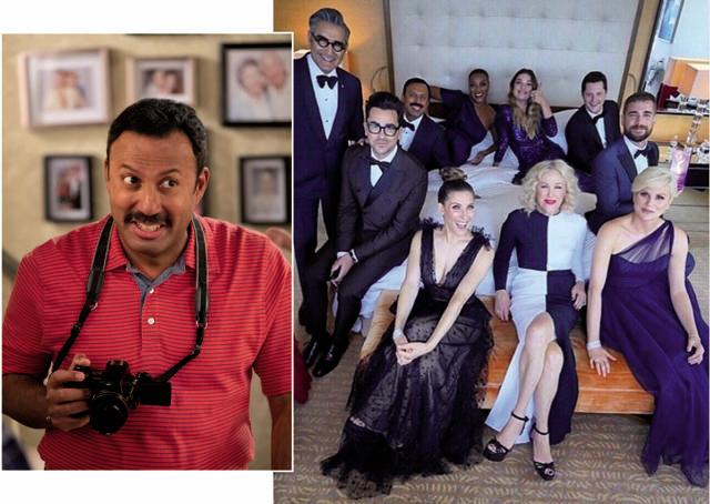(From Left) Rizwan Manji essays the role of a real estate agent in Schitt’s Creek; The full cast of the series at the 2019 Emmys (From Left) Rizwan Manji essays the role of a real estate agent in Schitt’s Creek; The full cast of the series at the 2019 Emmys