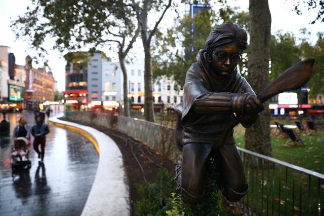 A statue of Harry Potter, based on the JK Rowling novels, is seen after it was unveiled at Leicester Square in London, Britain. (REUTERS)