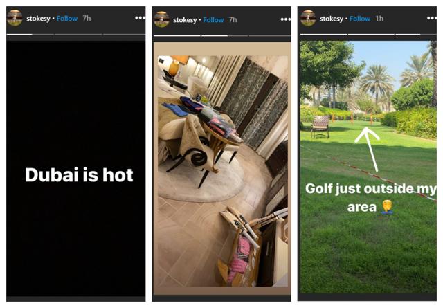 Ben Stokes arrives in UAE. (Ben Stokes/Instagram)