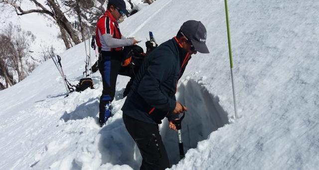 The rescue team at work on the slopes to check if there is an avalanche risk by evaluating snow quality. (Sourced) The rescue team at work on the slopes to check if there is an avalanche risk by evaluating snow quality. (Sourced)