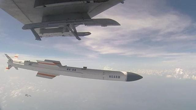 Rudram 1 was successfully test-fired from a Sukhoi-30MKI fighter jet at about 10.30 am on Friday (Photo courtesy: DRDO) Rudram 1 was successfully test-fired from a Sukhoi-30MKI fighter jet at about 10.30 am on Friday (Photo courtesy: DRDO)
