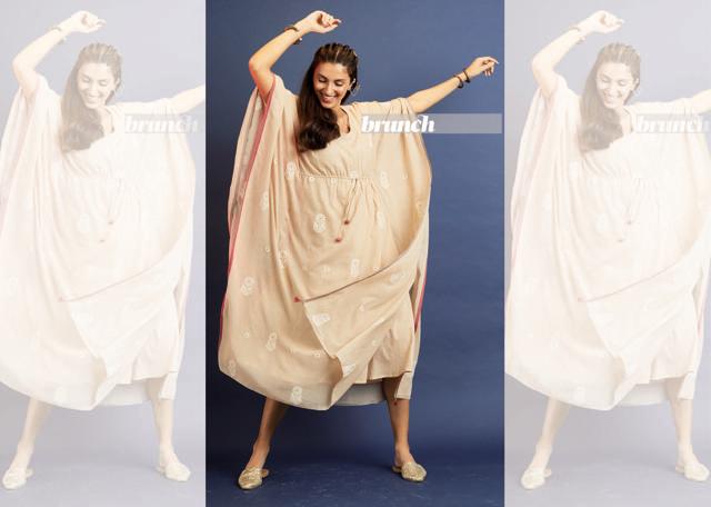 Kaftan, The Kaftan Company; mules, Needle Dust; bracelet, Amrapali; earrings, H&M (Shivamm Paathak) Kaftan, The Kaftan Company; mules, Needle Dust; bracelet, Amrapali; earrings, H&M (Shivamm Paathak)