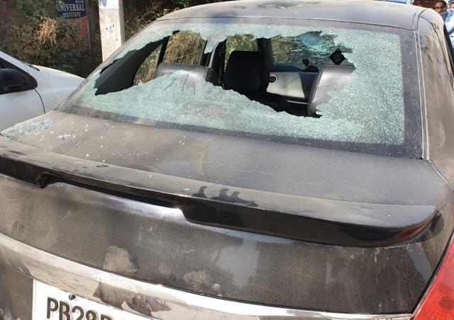 The victim’s vandalised car. (HT PHOTO) The victim’s vandalised car. (HT PHOTO)