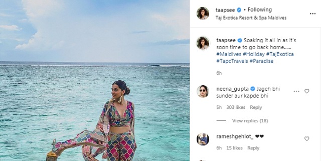 Neena Gupta’s comment on Taapsee Pannu’s Instagram post (Instagram/taapsee)