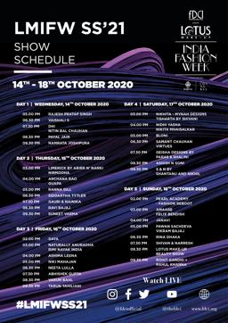 The schedule for fashion shows The schedule for fashion shows