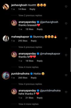 Punit Malhotra’s comment on Ananya Panday’s Instagram post (Instagram/ananyapanday) Punit Malhotra’s comment on Ananya Panday’s Instagram post (Instagram/ananyapanday)