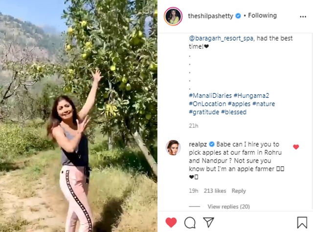 Preity Zinta’s comment on Shilpa Shetty Kundra’s Instagram post (Instagram/theshilpashetty)