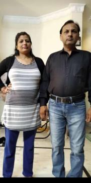 The victim, Sudesh Saini, with her husband, Ashok Saini, the prime suspect in the case. (HT Photo) The victim, Sudesh Saini, with her husband, Ashok Saini, the prime suspect in the case. (HT Photo)