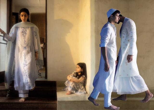 The Dopahar collection was all about personal relations and moments at a ’90s Indian middle-class home; (Right) The Jamali Kamali menswear line is inspired by the secret love story of a homosexual couple in the Mughal era
