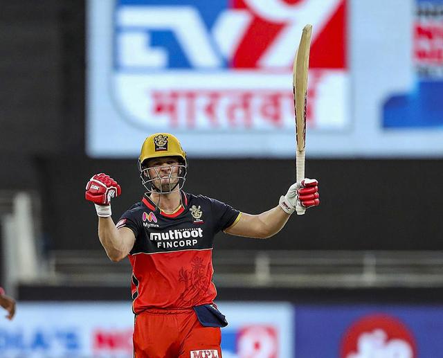 AB de Villiers of Royal Challengers Bangalore celebrates after defeating Rajasthan Royals by 7 wickets during Indian Premier League (IPL) T20 cricket match. (PTI) AB de Villiers of Royal Challengers Bangalore celebrates after defeating Rajasthan Royals by 7 wickets during Indian Premier League (IPL) T20 cricket match. (PTI)