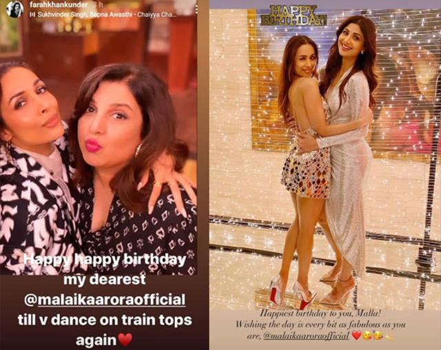 Farah Khan and Shilpa Shetty have wished Malaika Arora on Instagram. Farah Khan and Shilpa Shetty have wished Malaika Arora on Instagram.