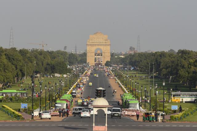 Lutyens Delhi: Rajpath as seen from Raisina Hills March 2020. (Burhaan Kinu/HT PHOTO) Lutyens Delhi: Rajpath as seen from Raisina Hills March 2020. (Burhaan Kinu/HT PHOTO)