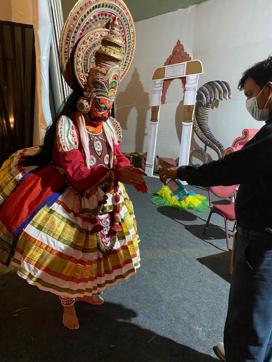 Ravana at SBKK’s dance drama ensures the safety of everyone around, and doesn’t forget to get a spurt of sanitiser every day. (Photo courtesy: SBKK) Ravana at SBKK’s dance drama ensures the safety of everyone around, and doesn’t forget to get a spurt of sanitiser every day. (Photo courtesy: SBKK)
