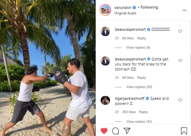 Casper Smart and Tiger’s comments on Varun’s kickboxing video (Instagram/varundvn)