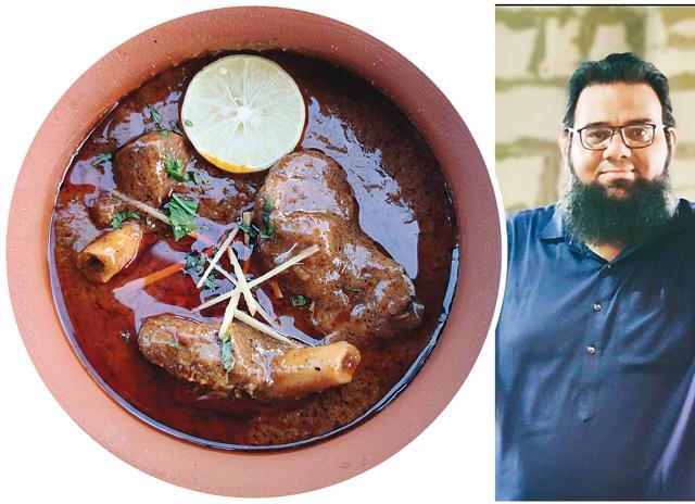 Mutton nihari (left) by Osama Jalali (right), who specialises in North Indian food using old recipes without using modern methods