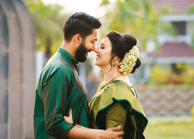 With her Malayali husband Arjun Kandanat at their wedding With her Malayali husband Arjun Kandanat at their wedding