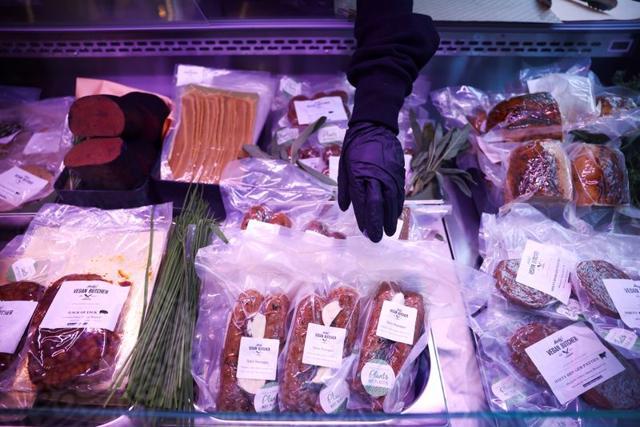 Food products are seen on display inside 'Rudy's Vegan Butcher' shop. (REUTERS) Food products are seen on display inside 'Rudy's Vegan Butcher' shop. (REUTERS)