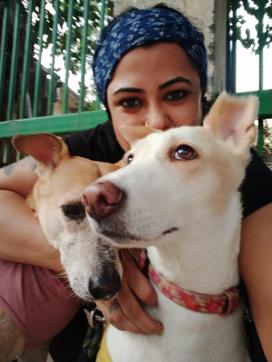 Vidhi Malla with her pets Theo and Toto. Vidhi Malla with her pets Theo and Toto.