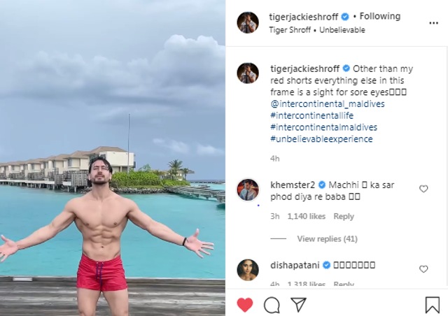 Kunal Kemmu’s comment on Tiger Shroff’s video (Instagram/tigerjackieshroff)