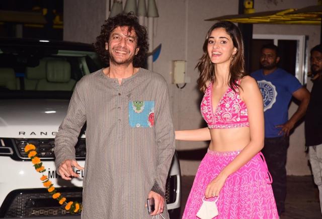 Ananya Pandey with father Chunky Pandey. Ananya Pandey with father Chunky Pandey.