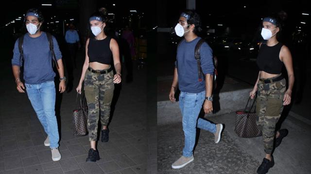Aadar Jain and Tara Sutaria at Mumbai airport. (Varinder Chawla)