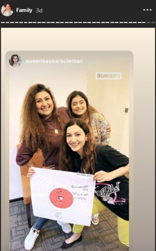 Gauahar Khan and Anam Darbar with former’s sister Kausar (Instagram/gauaharkhan)