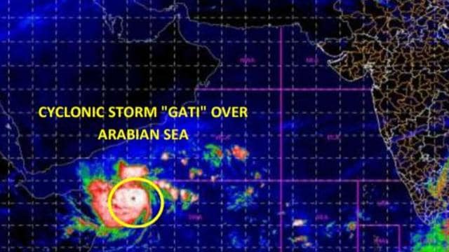 A picture shows Cyclone Gati approaching towards India. (Pic: IMD) A picture shows Cyclone Gati approaching towards India. (Pic: IMD)