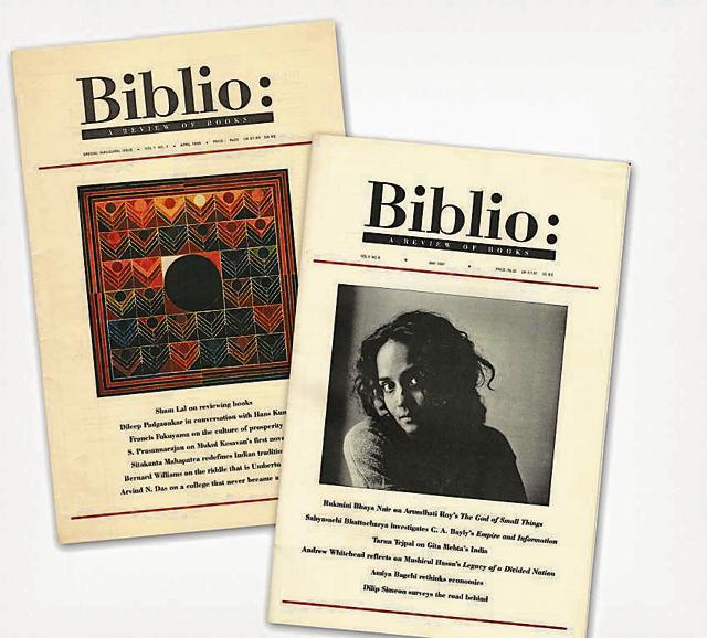 (Above left) The April 1995 inaugural issue. (Above right) Biblio put Arundhati Roy on the cover and reviewed The God of Small Things months before its Booker win. (Photos courtesy Biblio) (Above left) The April 1995 inaugural issue. (Above right) Biblio put Arundhati Roy on the cover and reviewed The God of Small Things months before its Booker win. (Photos courtesy Biblio)
