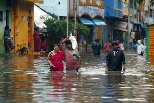 Heavy rains lead to waterlogging in the city ahead of the landfall of cyclone Nivar, in Chennai. (ANI) Heavy rains lead to waterlogging in the city ahead of the landfall of cyclone Nivar, in Chennai. (ANI)