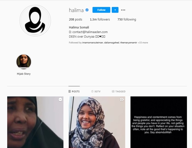 Revamped profile of Halima Aden (Instagram/halima)