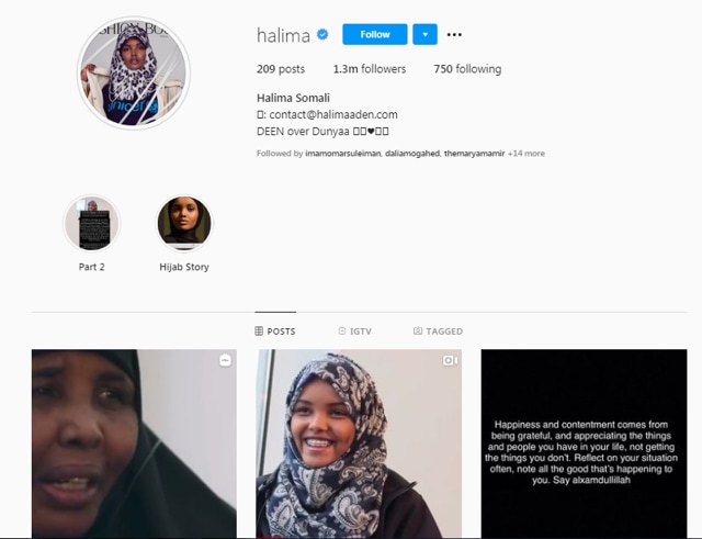 Old profile of Halima Aden (Instagram/halima)