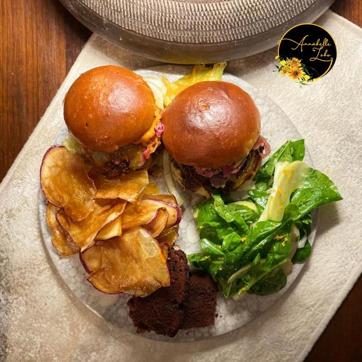 Sliders, sides and cake from the picnic basket by Mumbai home chef Annabelle Lobo.