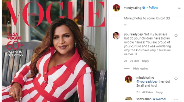 Mindy Kaling replies to fans’ comments (Instagram/mindykaling)